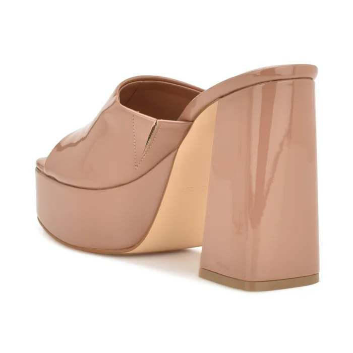 Jilie Platform Slide Sandals Clay Patent Women Nine West High Heels Jilie Platform Slide Sandals Clay Patent Women Nine West High Heels