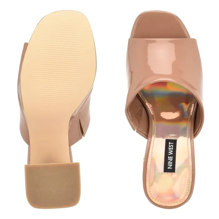 Jilie Platform Slide Sandals Clay Patent Women Nine West High Heels Jilie Platform Slide Sandals Clay Patent Women Nine West High Heels