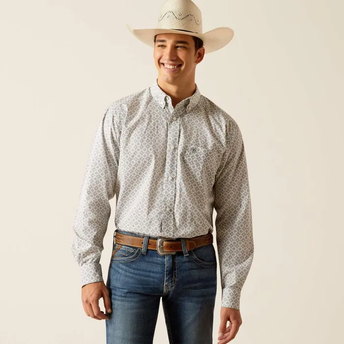 Jimmy Fitted Shirt Grey Men Ariat Button Down Shirts