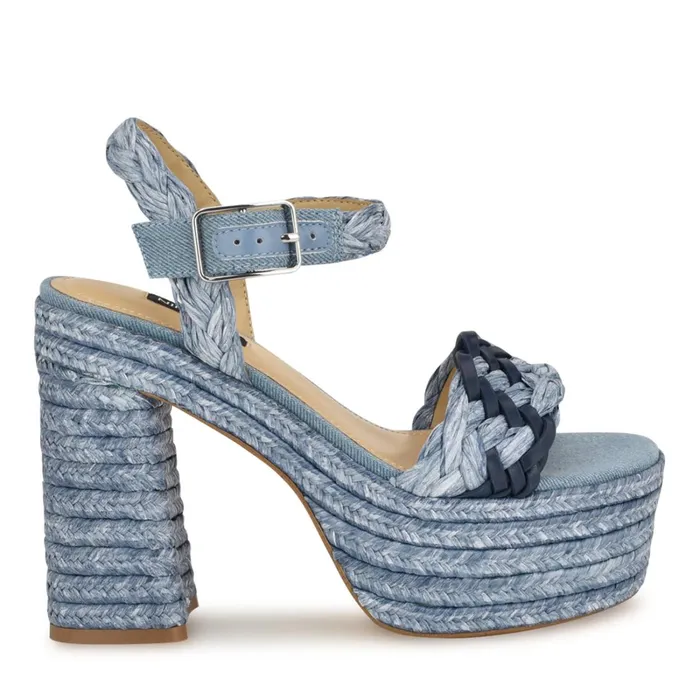 Jolane Espadrille Platform Sandals Blue Women Nine West High