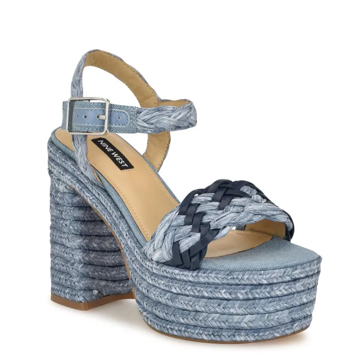 Jolane Espadrille Platform Sandals Blue Women Nine West High Jolane Espadrille Platform Sandals Blue Women Nine West High
