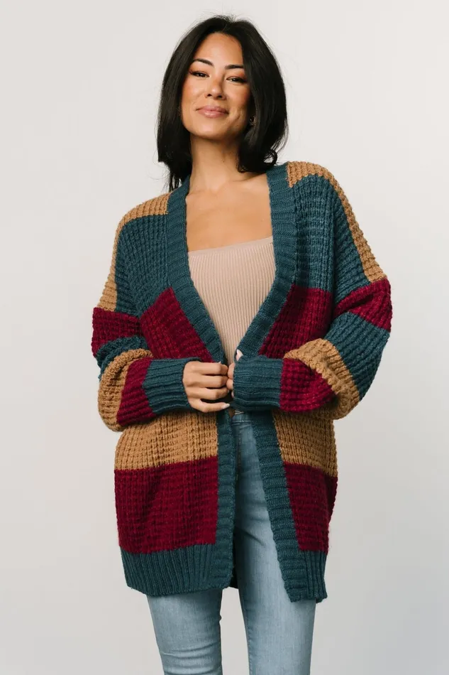 Jonah Chunky Knit Cardigan Deep Topaz Multi Women Baltic Born Sweaters