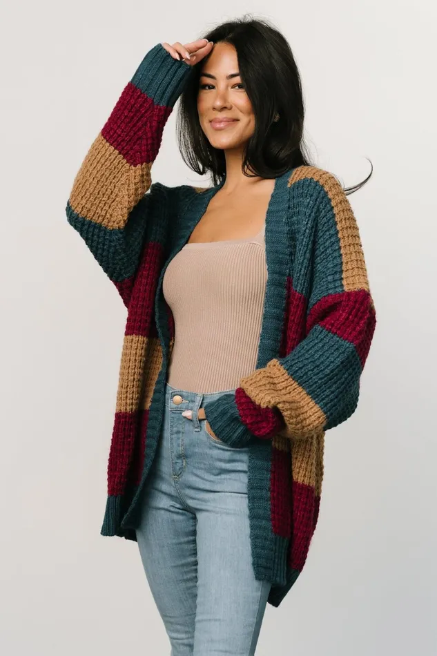 Jonah Chunky Knit Cardigan Deep Topaz Multi Women Baltic Born Sweaters Jonah Chunky Knit Cardigan Deep Topaz Multi Women Baltic Born Sweaters