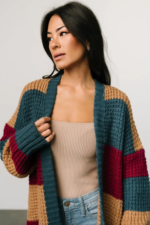 Jonah Chunky Knit Cardigan Deep Topaz Multi Women Baltic Born Sweaters Jonah Chunky Knit Cardigan Deep Topaz Multi Women Baltic Born Sweaters