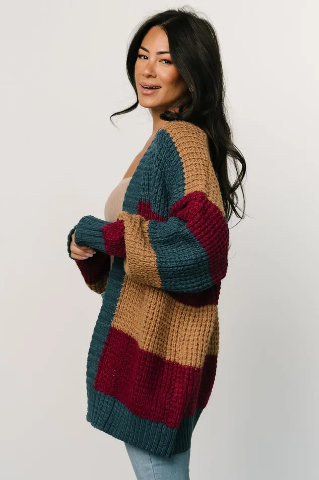 Jonah Chunky Knit Cardigan Deep Topaz Multi Women Baltic Born Sweaters Jonah Chunky Knit Cardigan Deep Topaz Multi Women Baltic Born Sweaters