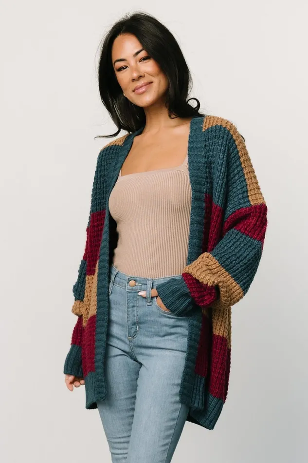 Jonah Chunky Knit Cardigan Deep Topaz Multi Women Baltic Born Sweaters Jonah Chunky Knit Cardigan Deep Topaz Multi Women Baltic Born Sweaters