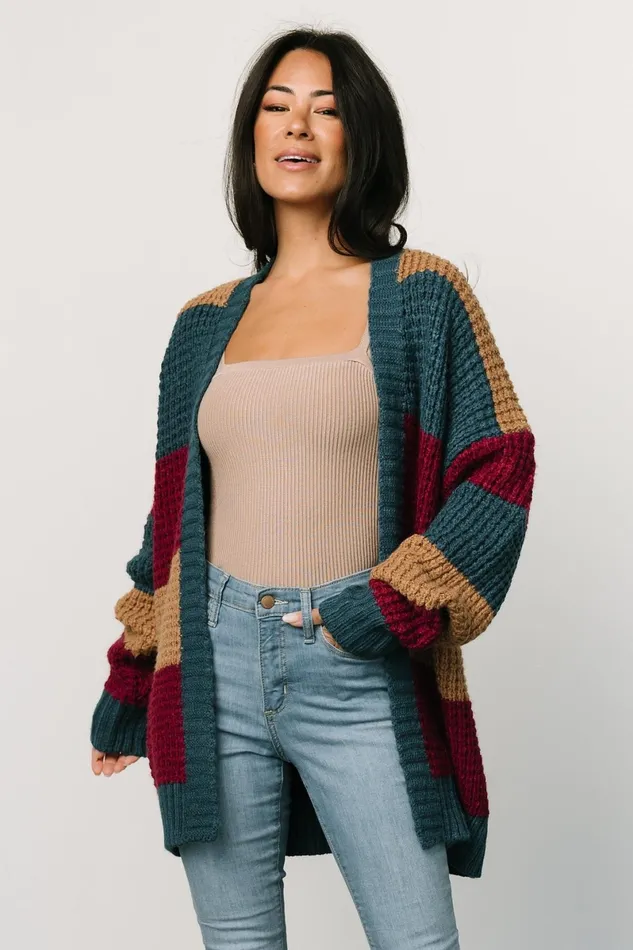Jonah Chunky Knit Cardigan Deep Topaz Multi Women Baltic Born Sweaters Jonah Chunky Knit Cardigan Deep Topaz Multi Women Baltic Born Sweaters