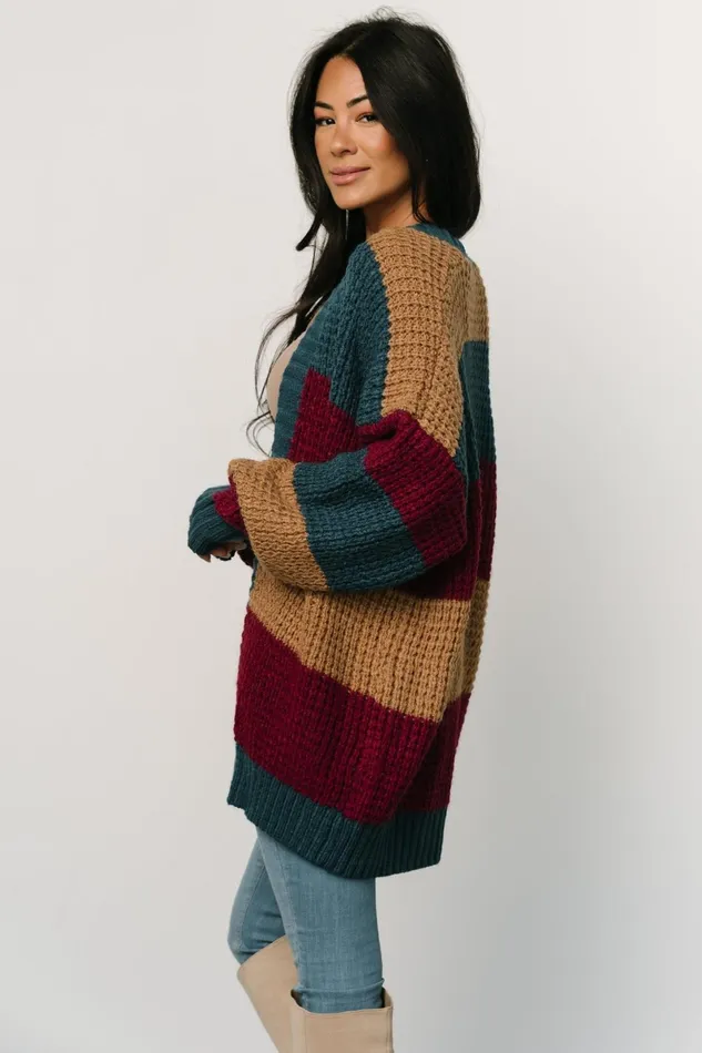 Jonah Chunky Knit Cardigan Deep Topaz Multi Women Baltic Born Sweaters Jonah Chunky Knit Cardigan Deep Topaz Multi Women Baltic Born Sweaters