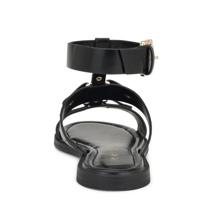 Jouise Ankle Strap Flat Sandals Black Women Nine West Flats Jouise Ankle Strap Flat Sandals Black Women Nine West Flats