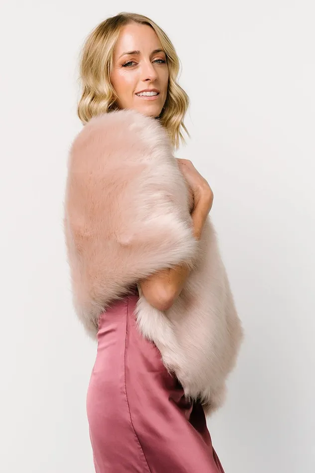 Jovie Faux Fur Shawl Pale Blush Women Baltic Born Outerwear Jovie Faux Fur Shawl Pale Blush Women Baltic Born Outerwear