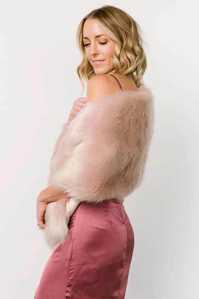 Jovie Faux Fur Shawl Pale Blush Women Baltic Born Outerwear Jovie Faux Fur Shawl Pale Blush Women Baltic Born Outerwear