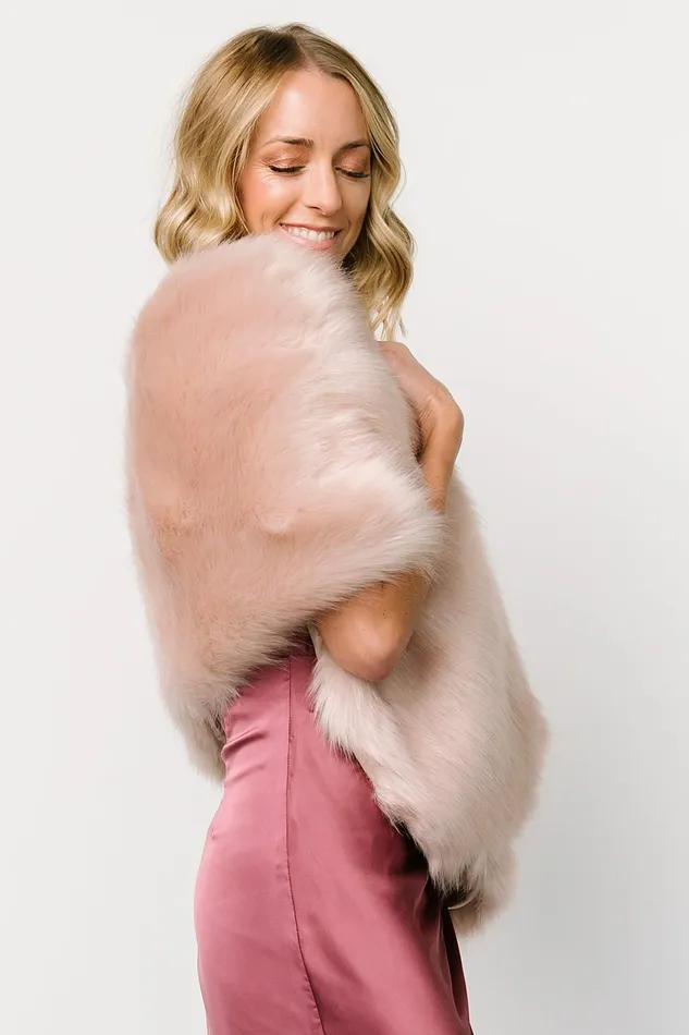 Jovie Faux Fur Shawl Pale Blush Women Baltic Born Outerwear Jovie Faux Fur Shawl Pale Blush Women Baltic Born Outerwear
