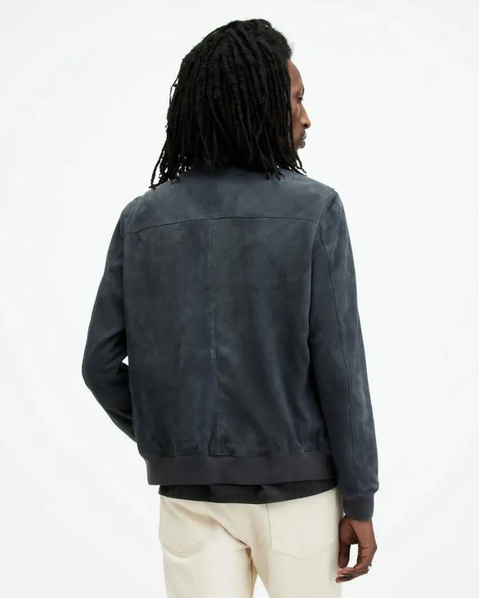 Kairo Suede Bomber Jacket Celestial Blue Men AllSaints Jackets and Coats