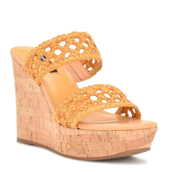 Kalani Wedge Sandals Yellow Women Nine West Wedges Kalani Wedge Sandals Yellow Women Nine West Wedges