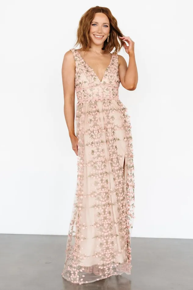 Kassia Applique Maxi Dress Nude Pink Women Baltic Born Tulle Styles