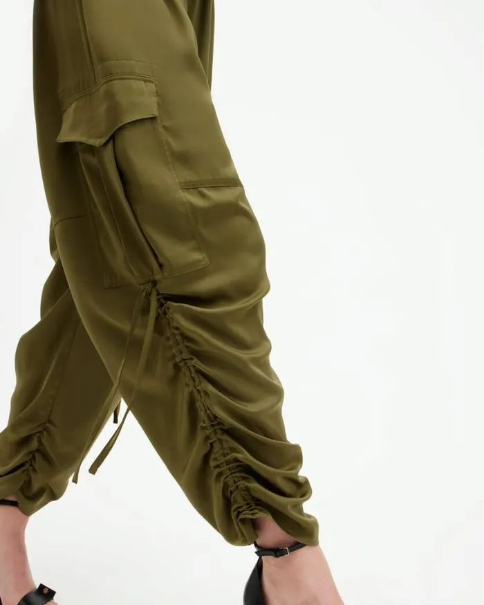 Kaye Oversized Drawcord Pants Khaki Green Women AllSaints Pants and Leggings Kaye Oversized Drawcord Pants Khaki Green Women AllSaints Pants and Leggings