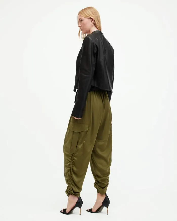 Kaye Oversized Drawcord Pants Khaki Green Women AllSaints Pants and Leggings Kaye Oversized Drawcord Pants Khaki Green Women AllSaints Pants and Leggings