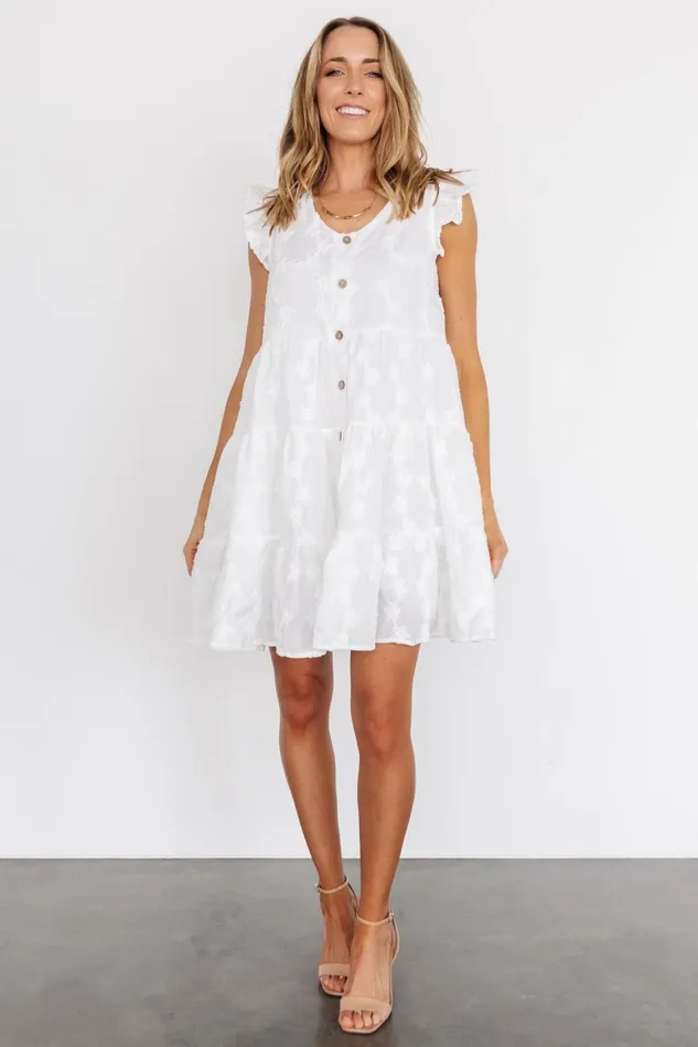 Kayla Button Up Short Dress Off White Women Baltic Born Bridal
