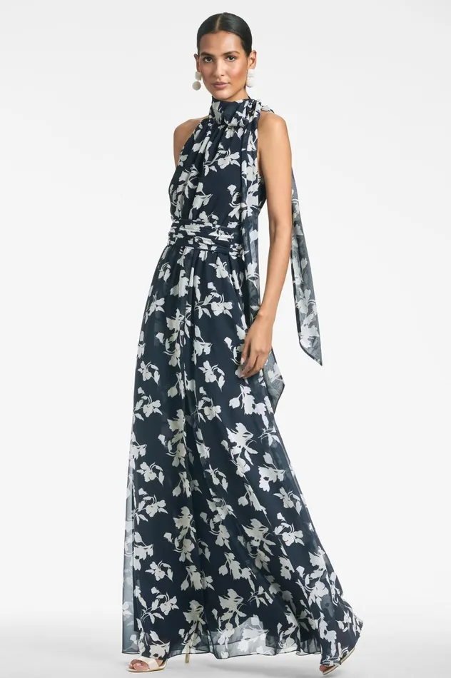 Kayla Gown 8211 Navy Venetia Petal Women Sachin and Babi Formal