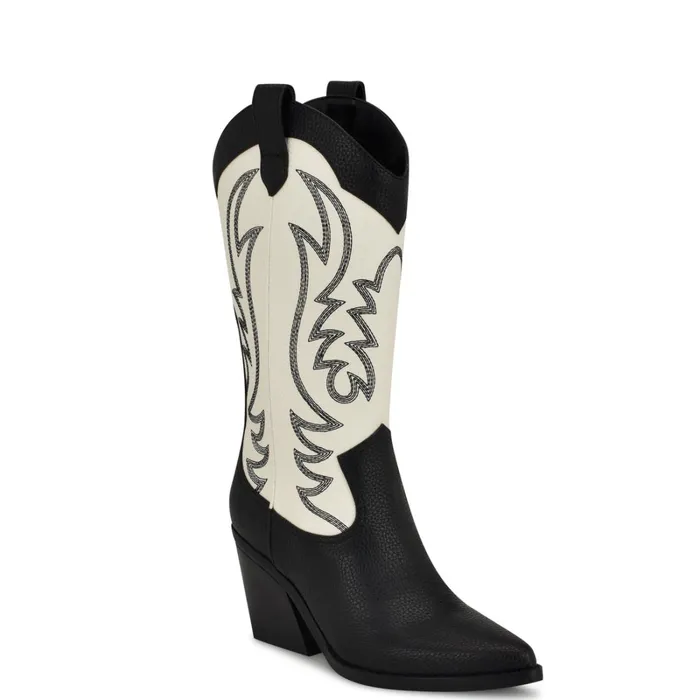 Keeks Western Boot Whiteblack Women Nine West Boots and Booties Keeks Western Boot Whiteblack Women Nine West Boots and Booties