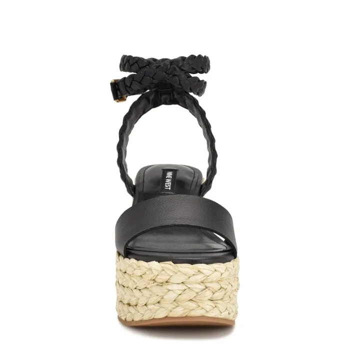 Keily Espadrille Wedge Sandals Black Women Nine West High Heels Keily Espadrille Wedge Sandals Black Women Nine West High Heels
