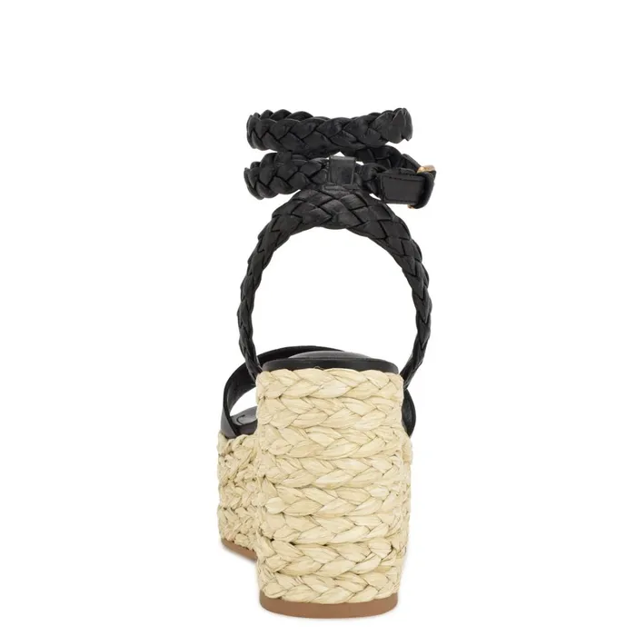 Keily Espadrille Wedge Sandals Black Women Nine West High Heels Keily Espadrille Wedge Sandals Black Women Nine West High Heels