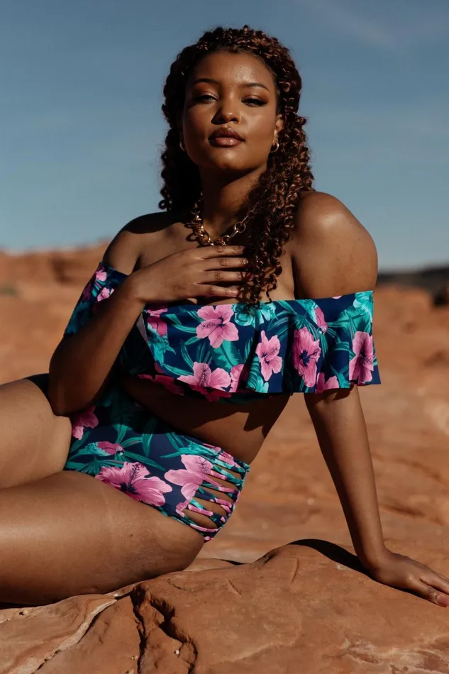 Keke High Waisted Bikini Bottom Navy Tropical Floral Women Baltic Born Bikini Keke High Waisted Bikini Bottom Navy Tropical Floral Women Baltic Born Bikini