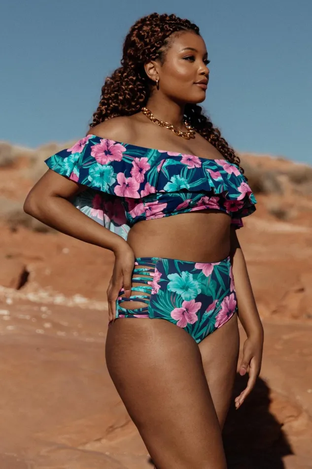 Keke High Waisted Bikini Bottom Navy Tropical Floral Women Baltic Born Bikini Keke High Waisted Bikini Bottom Navy Tropical Floral Women Baltic Born Bikini