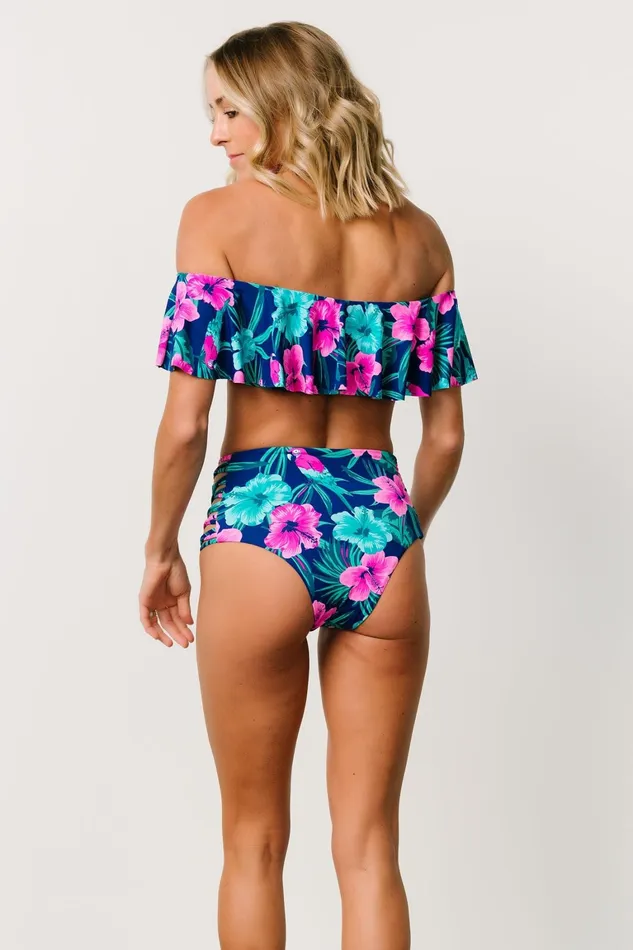 Keke High Waisted Bikini Bottom Navy Tropical Floral Women Baltic Born Bikini Keke High Waisted Bikini Bottom Navy Tropical Floral Women Baltic Born Bikini