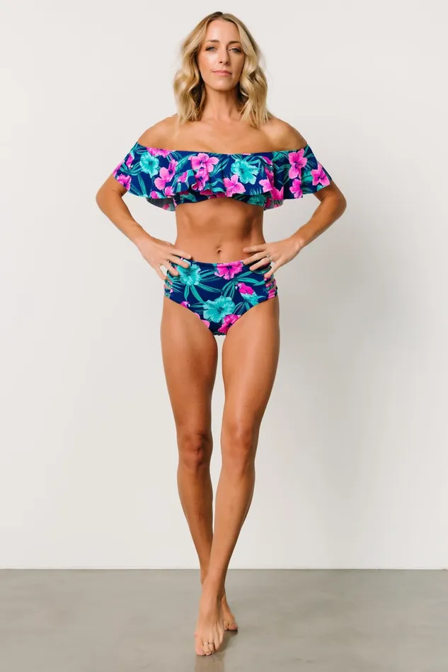 Keke High Waisted Bikini Bottom Navy Tropical Floral Women Baltic Born Bikini Keke High Waisted Bikini Bottom Navy Tropical Floral Women Baltic Born Bikini