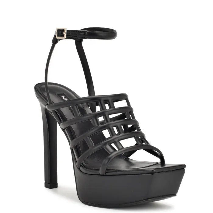 Kelinda Ankle Strap Platform Sandals Black Women Nine West High Heels Kelinda Ankle Strap Platform Sandals Black Women Nine West High Heels