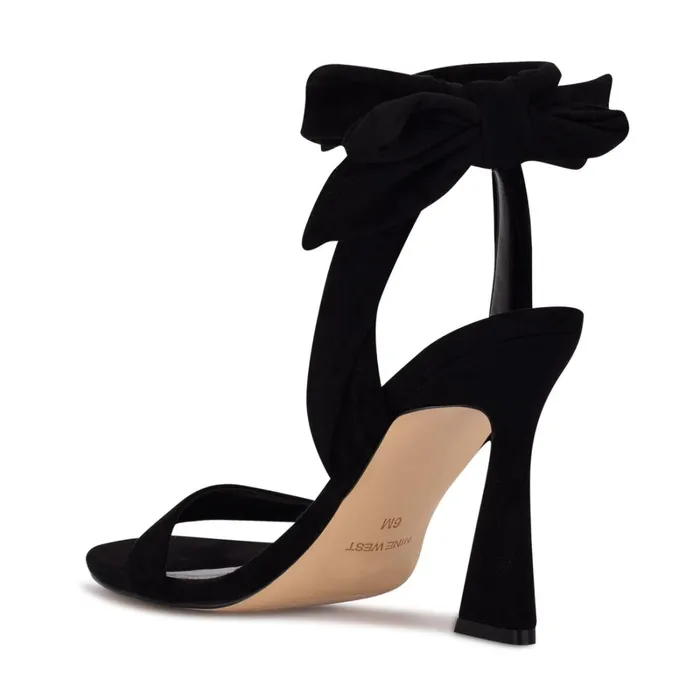 Kelsie Ankle Wrap Heeled Sandals Black Suede Women Nine West Dress Kelsie Ankle Wrap Heeled Sandals Black Suede Women Nine West Dress