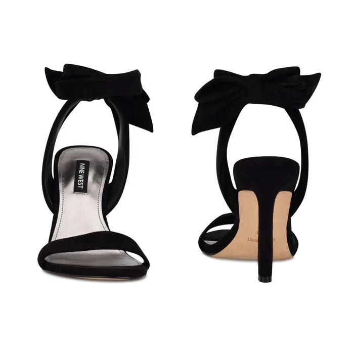 Kelsie Ankle Wrap Heeled Sandals Black Suede Women Nine West Dress Kelsie Ankle Wrap Heeled Sandals Black Suede Women Nine West Dress