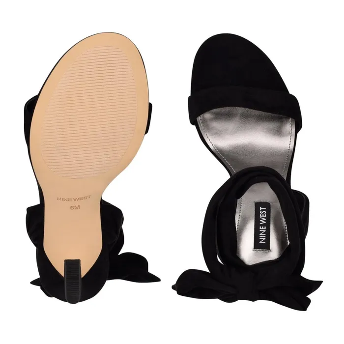 Kelsie Ankle Wrap Heeled Sandals Black Suede Women Nine West Dress Kelsie Ankle Wrap Heeled Sandals Black Suede Women Nine West Dress