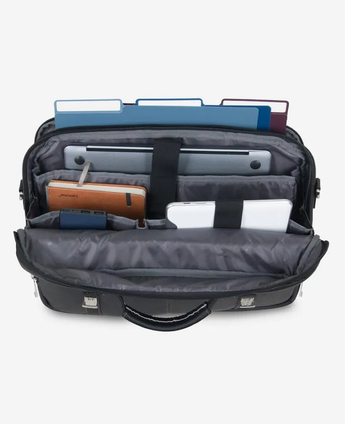 Kenneth Cole Bags and Belts Men Leather 156Inch Double Compartment Flapover Computer Bag Black Kenneth Cole Bags and Belts Men Leather 156Inch Double Compartment Flapover Computer Bag Black