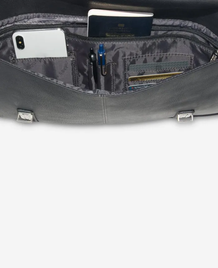 Kenneth Cole Bags and Belts Men Leather 156Inch Double Compartment Flapover Computer Bag Black Kenneth Cole Bags and Belts Men Leather 156Inch Double Compartment Flapover Computer Bag Black