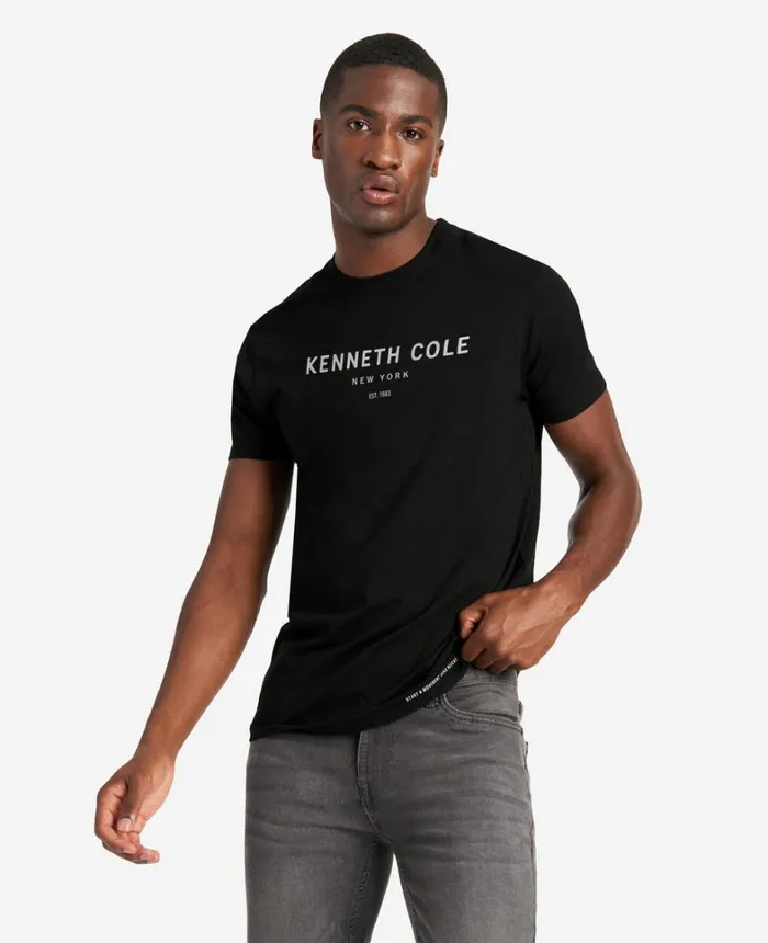 Kenneth Cole Polos and TShirts Men Site Exclusive 1983 Logo TShirt Black Kenneth Cole Polos and TShirts Men Site Exclusive 1983 Logo TShirt Black