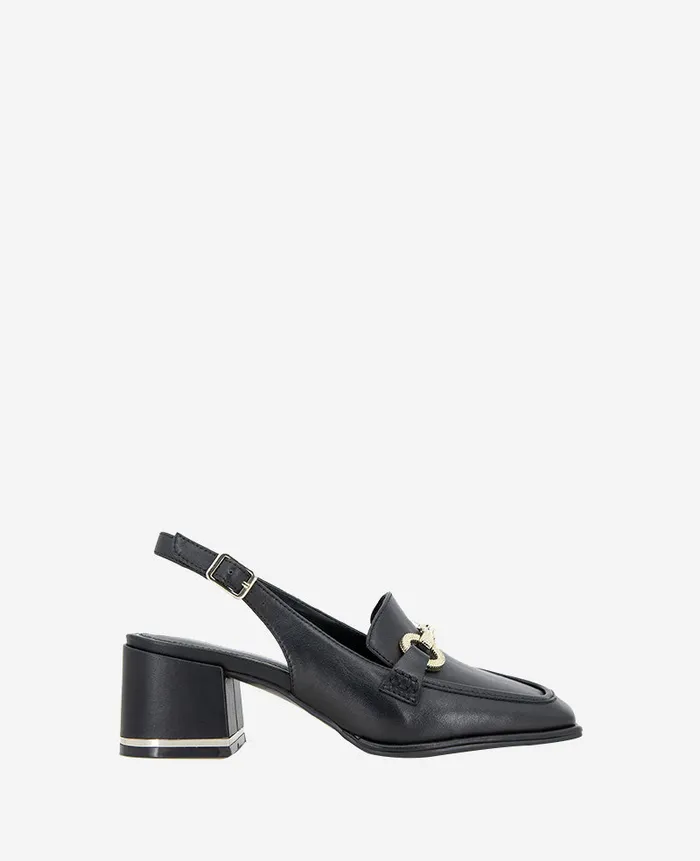Kenneth Cole Pumps and Heels Women Elina Leather Slingback Loafer Black Leather