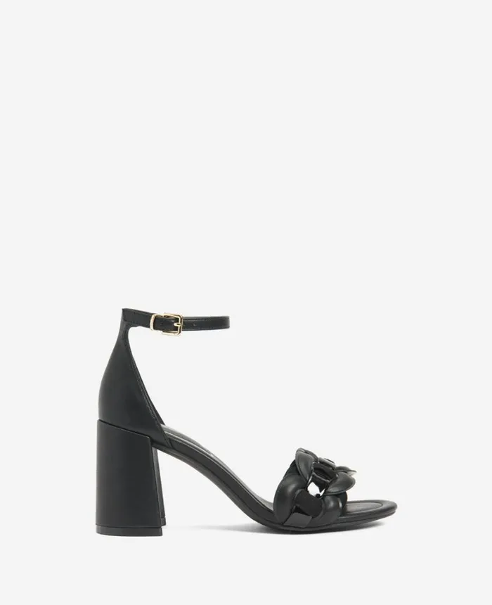 Kenneth Cole Pumps and Heels Women Luisa Woven Heeled Sandal Black Pu