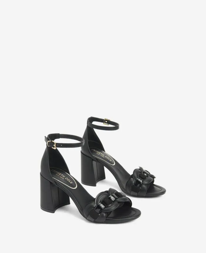 Kenneth Cole Pumps and Heels Women Luisa Woven Heeled Sandal Black Pu Kenneth Cole Pumps and Heels Women Luisa Woven Heeled Sandal Black Pu