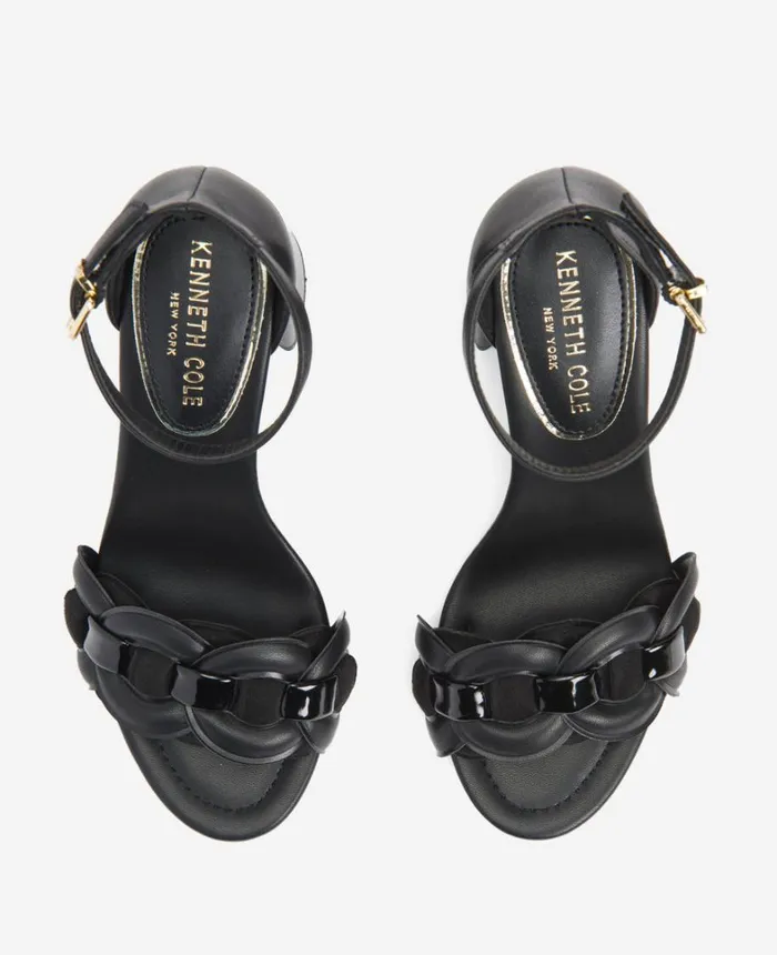 Kenneth Cole Pumps and Heels Women Luisa Woven Heeled Sandal Black Pu Kenneth Cole Pumps and Heels Women Luisa Woven Heeled Sandal Black Pu