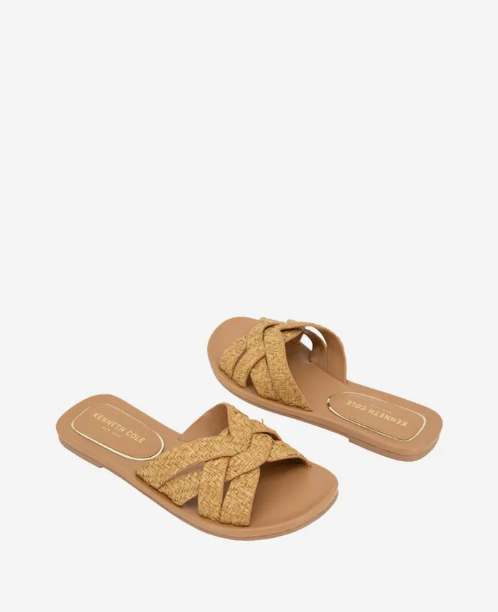 Kenneth Cole Sandals and Wedges Women Jula Flat Sandal Natural Raffia Kenneth Cole Sandals and Wedges Women Jula Flat Sandal Natural Raffia