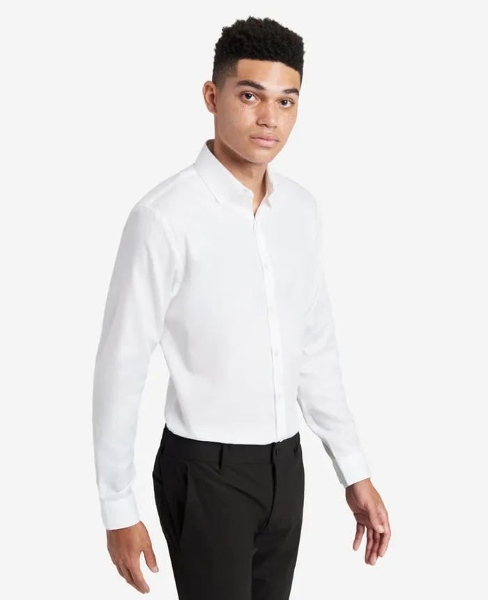 Kenneth Cole Shirts Men SlimFit ButtonDown Stretch Dress Shirt With TEK FIT White