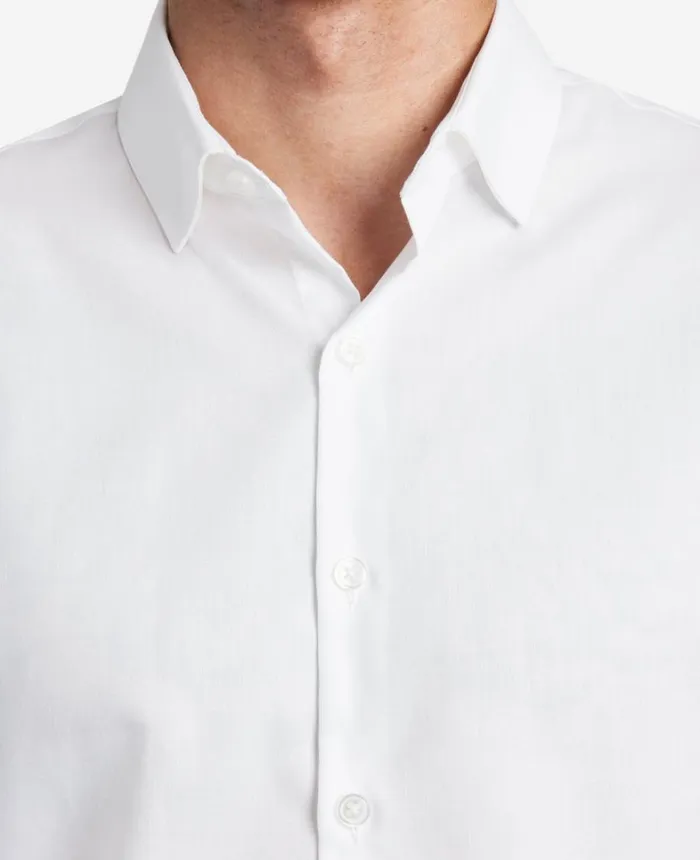 Kenneth Cole Shirts Men SlimFit ButtonDown Stretch Dress Shirt With TEK FIT White Kenneth Cole Shirts Men SlimFit ButtonDown Stretch Dress Shirt With TEK FIT White