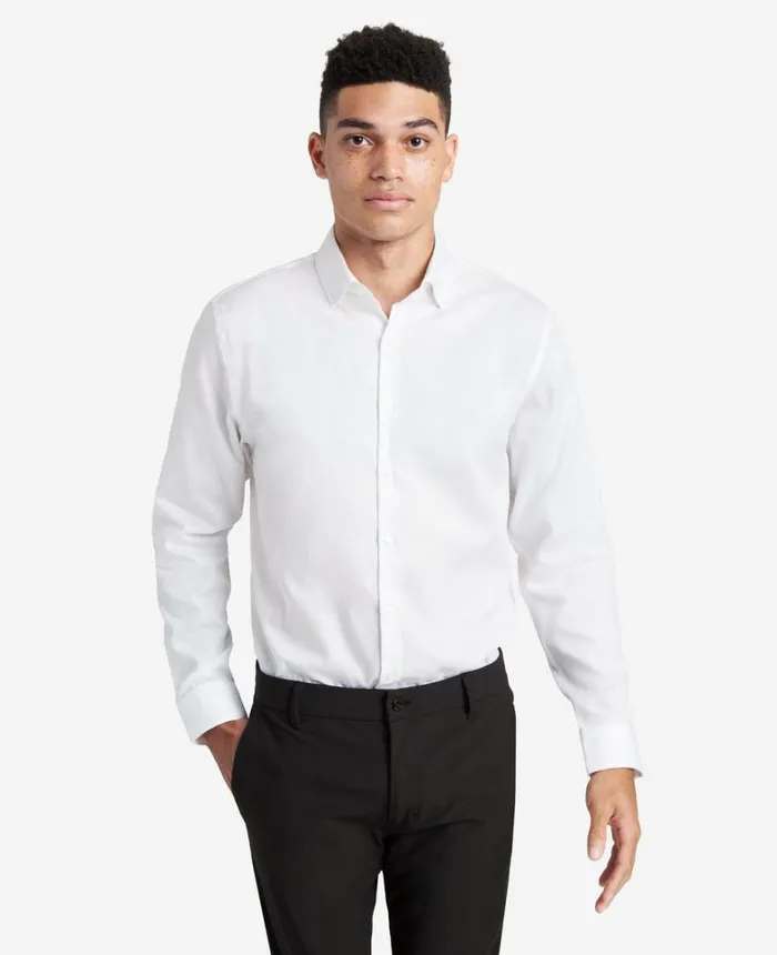 Kenneth Cole Shirts Men SlimFit ButtonDown Stretch Dress Shirt With TEK FIT White Kenneth Cole Shirts Men SlimFit ButtonDown Stretch Dress Shirt With TEK FIT White