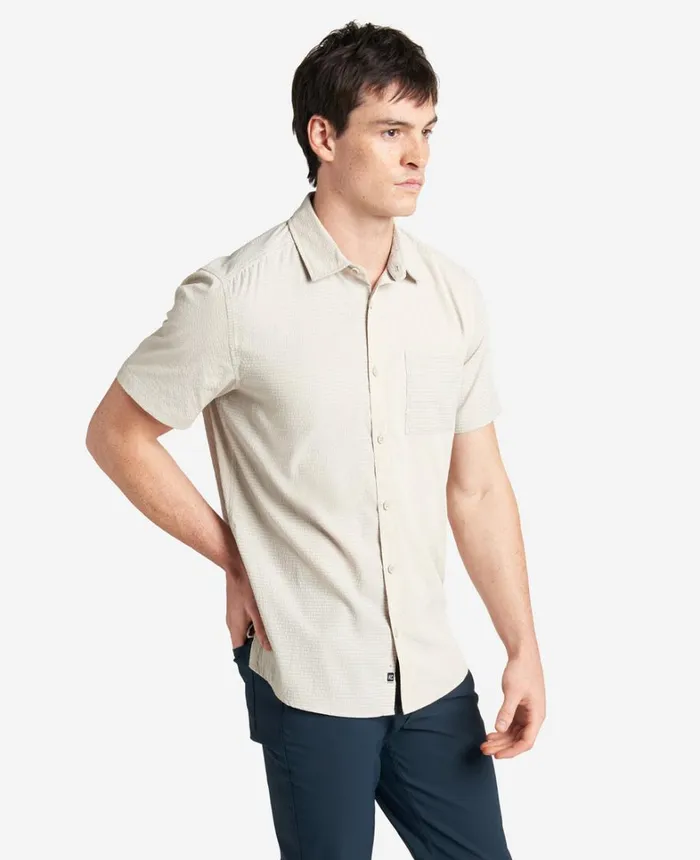 Kenneth Cole Shirts Men Slim Fit ShortSleeve MixedMedia Shirt Tan