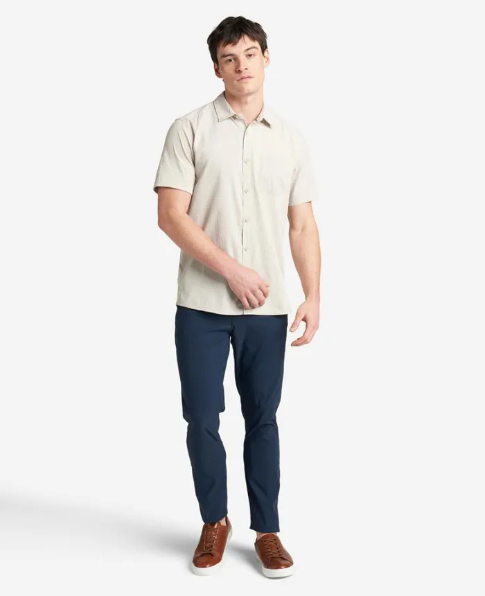 Kenneth Cole Shirts Men Slim Fit ShortSleeve MixedMedia Shirt Tan