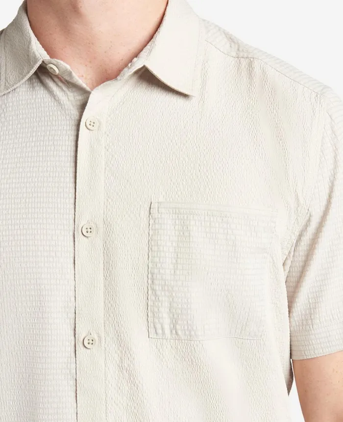 Kenneth Cole Shirts Men Slim Fit ShortSleeve MixedMedia Shirt Tan