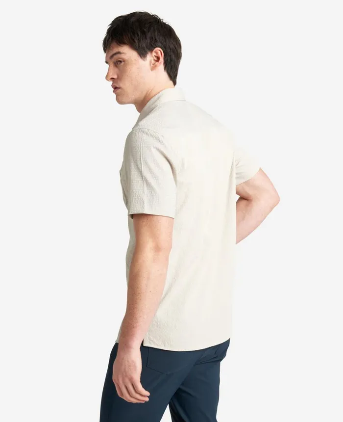 Kenneth Cole Shirts Men Slim Fit ShortSleeve MixedMedia Shirt Tan