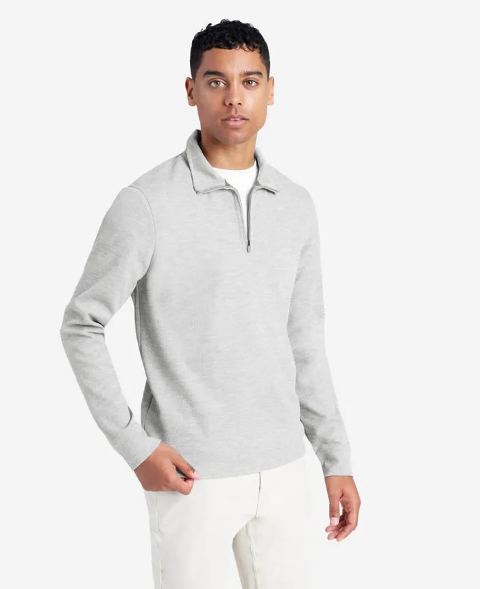 Kenneth Cole Sweaters Men QuarterZip Knit Pullover Heathergrey